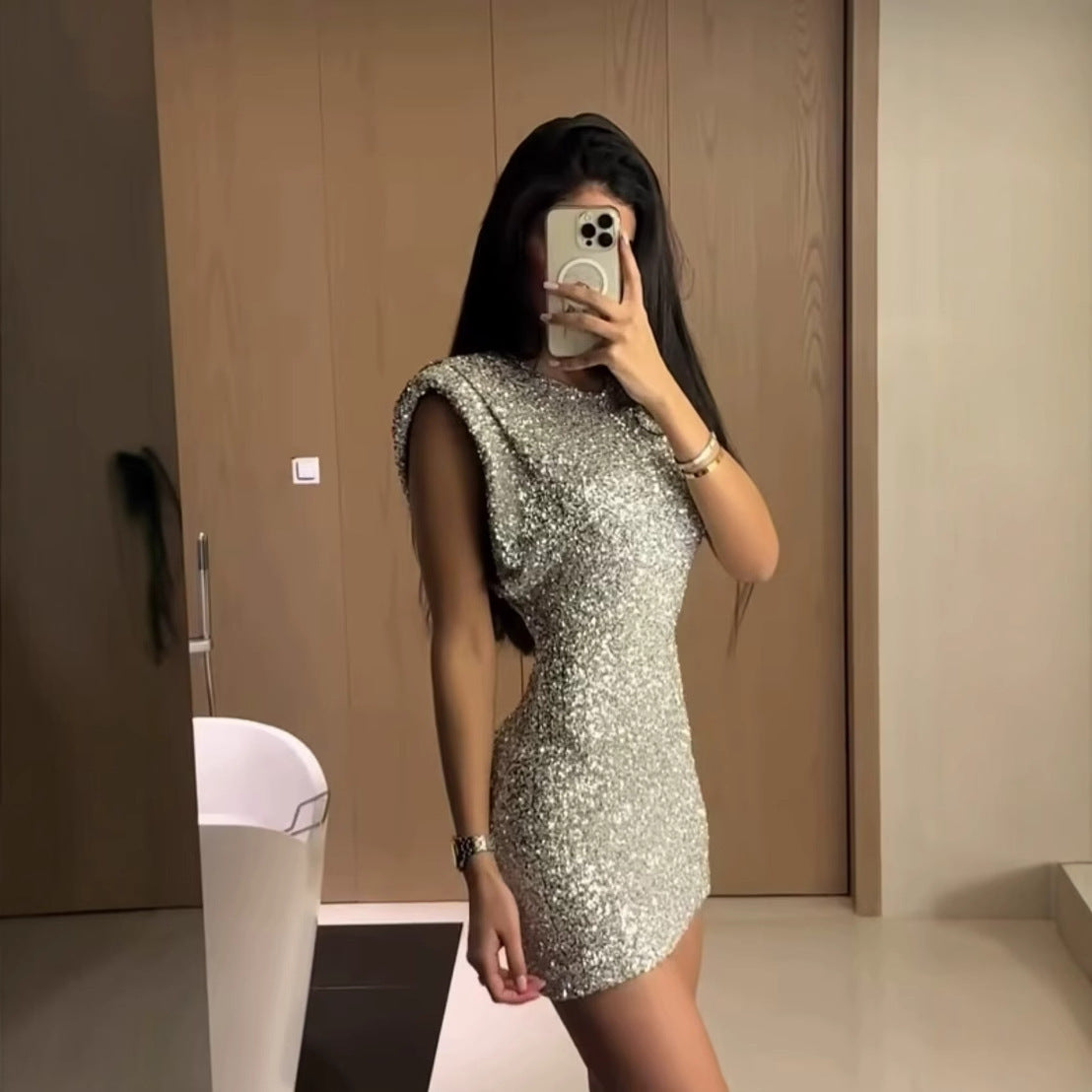 Women's Design Sense Sequin Sleeveless Sequins Dress