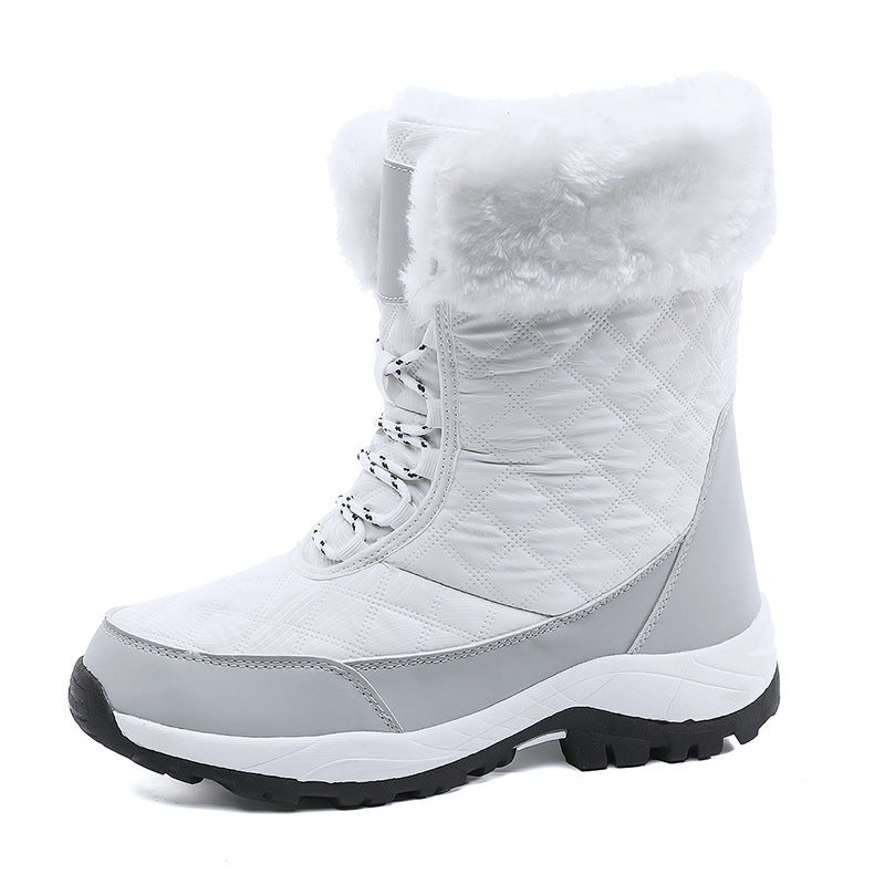 Botas de nieve impermeables para mujer hasta media pantorrilla con cremallera frontal