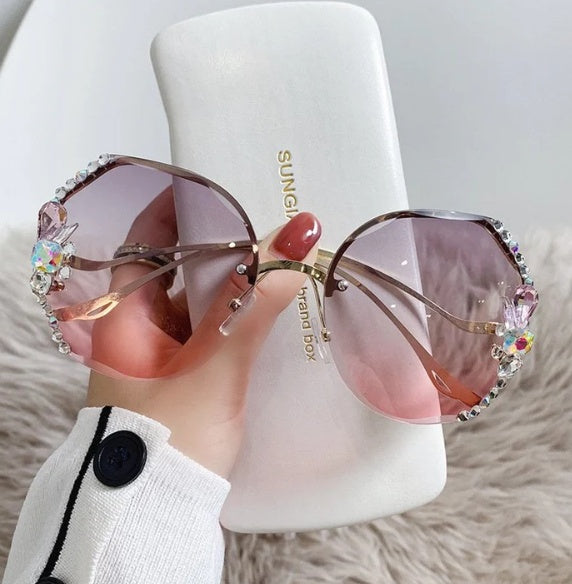 Gafas de sol creativas resistentes a los rayos UV con diamantes de imitación