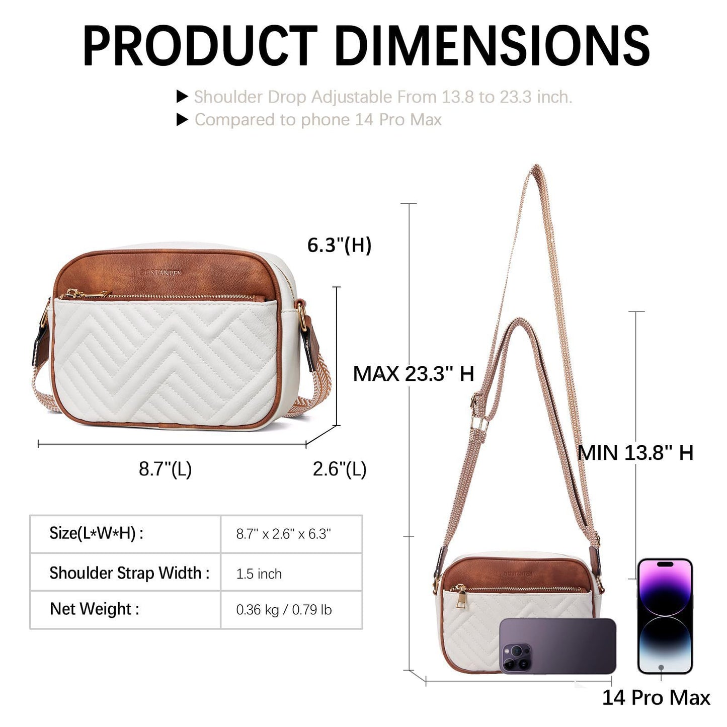 BOSTANTEN RFID Leather Wallet bundle Quilted Crossbody Bags for Women