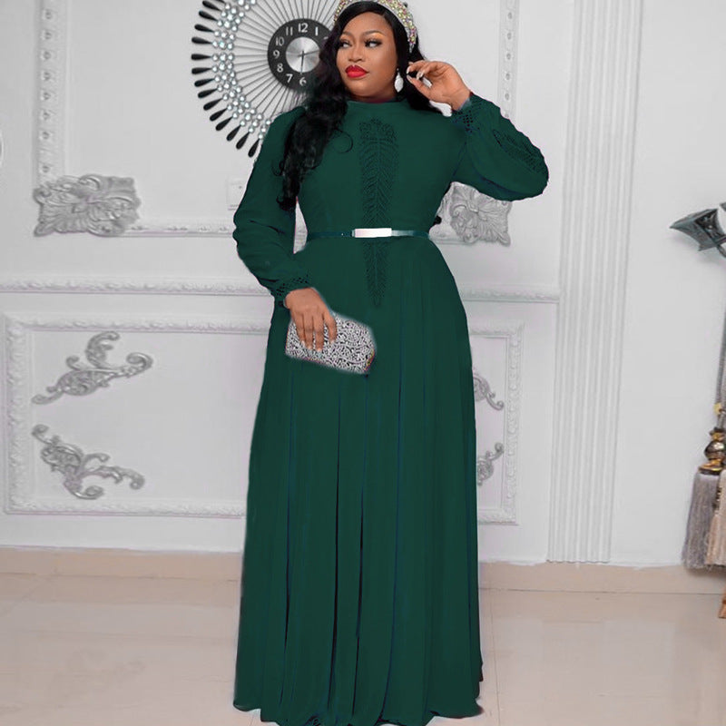 Plus Size Long Sleeve Big Hem Chiffon Dress