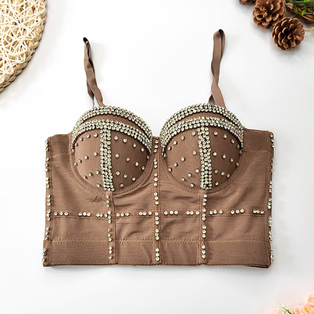 Corset tubulaire gainant à perles et diamants brillants pour femmes