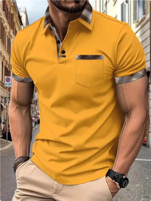 Ins Color Matching Plaid Short Sleeve Sports Polo Shirts