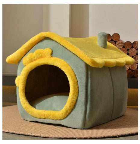 Casa para perros plegable Cama para gatos para mascotas Villa para perros de invierno Perrera para dormir Nido extraíble Sofá cueva cerrado cálido Suministros para mascotas