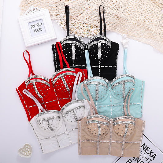 Corset tubulaire gainant à perles et diamants brillants pour femmes