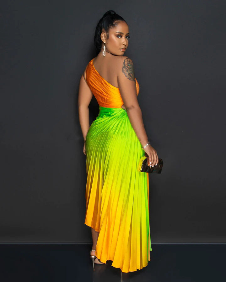 Gradient Sexy Pleated Dress