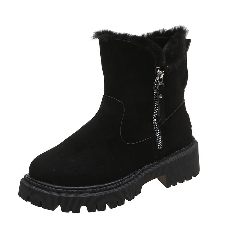 Botas de nieve de felpa gruesa para mujer, zapatos de invierno antideslizantes de gamuza sintética