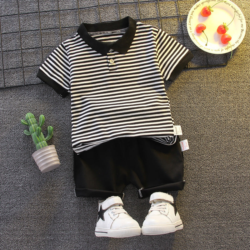 Children's Short-sleeved Striped Shorts Summer Suit 0-3 Yrs