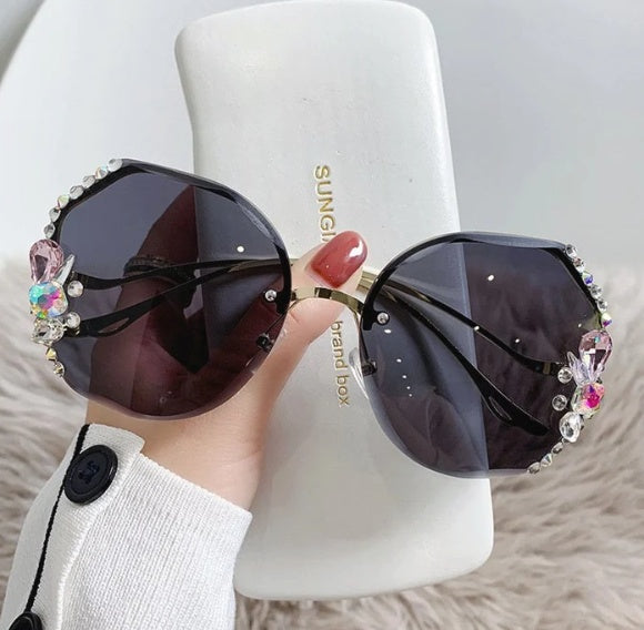 Gafas de sol creativas resistentes a los rayos UV con diamantes de imitación