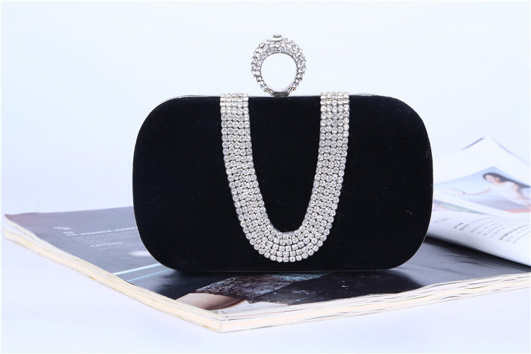 Diamond Evening Bag Velvet Clutch Bridal Dress Bag