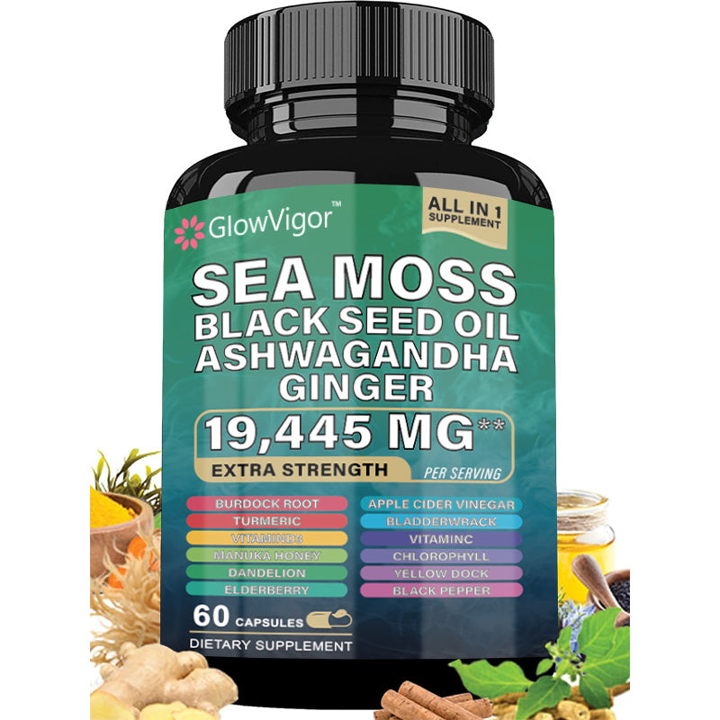 GlowVigor Sea Moss, Black Seed Oil, Ashwagandha, Ginger