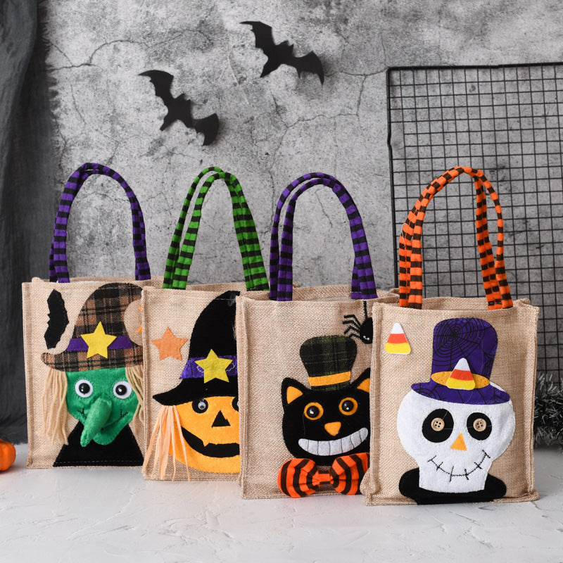 Halloween Candy Tote Bag For Kids Funny Creative Witch Skull Pumpkin Gift Handbag Small Jewelry Props Shopping Bags