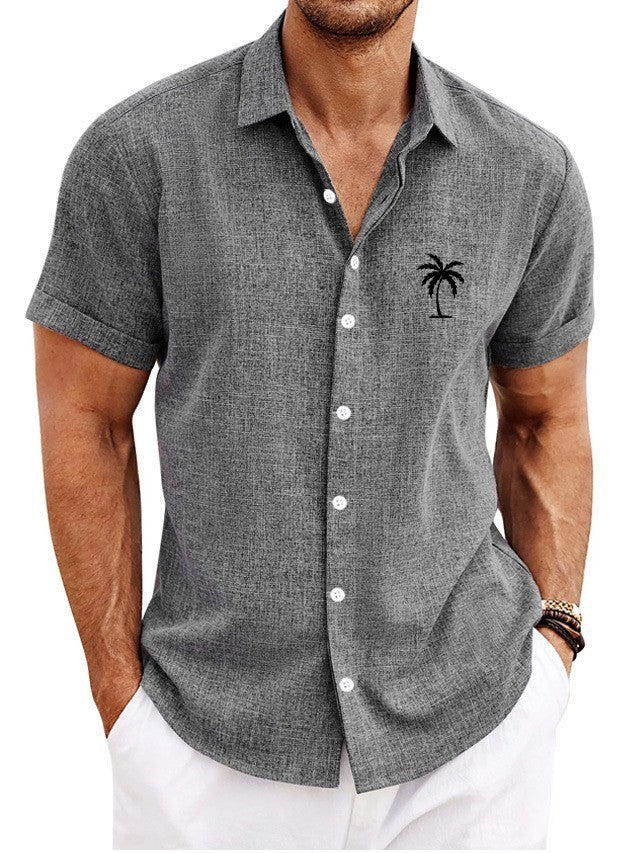 Bamboo Linen Men's Clothing Shirt 3D Printed Casual Short Sleeve