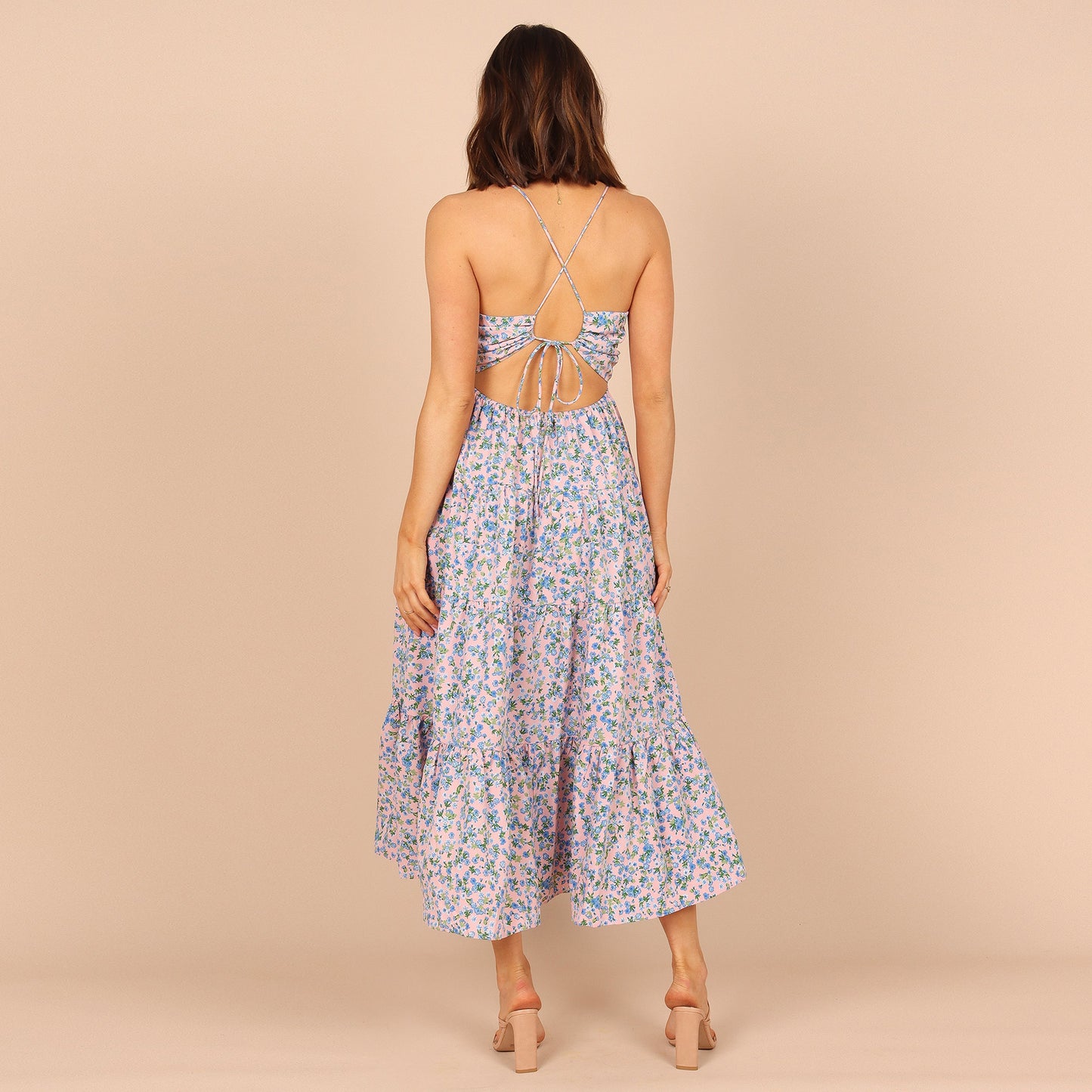 Floral Split Strap A-line Dress