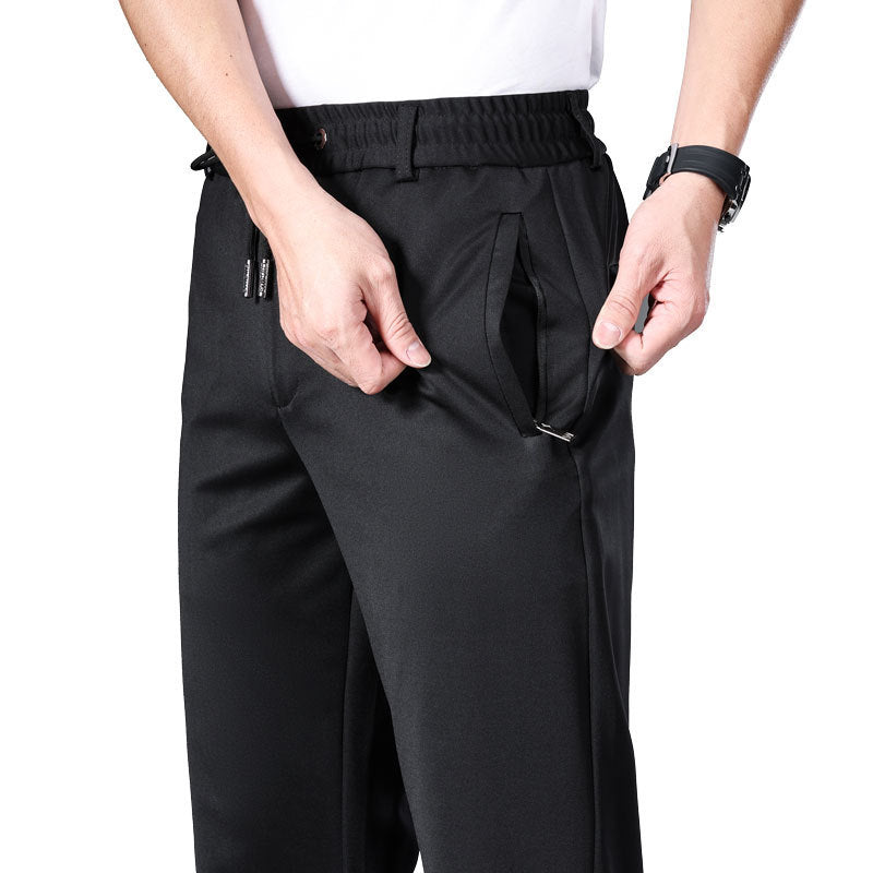 Elastic Waist Men's Loose Straight Stretch Business Casual Pants