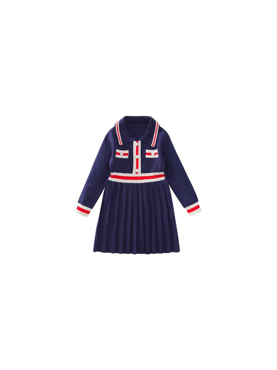 Girls' Autumn Preppy Knitted Dress