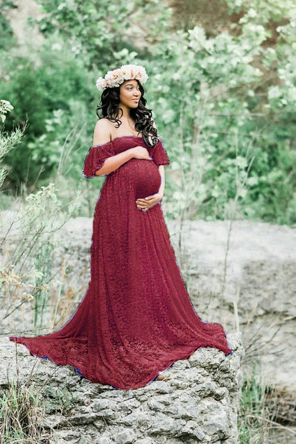 New Maternity Lace Dress Gowns for Photo Shoot Pregnant Dres