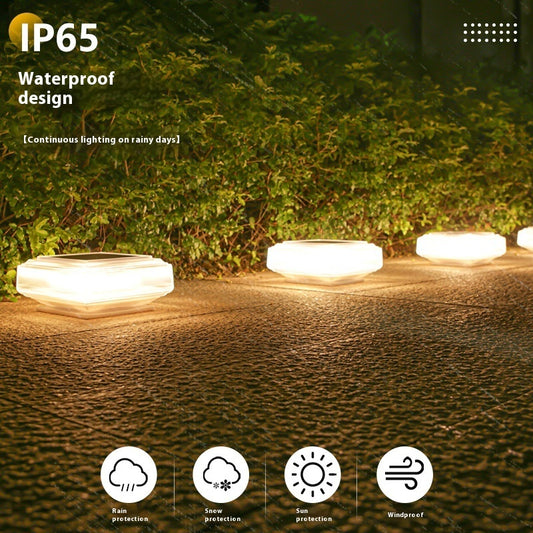 Solar Powered Square Column Headlights For Outdoor Courtyards