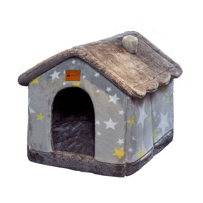 Casa para perros plegable Cama para gatos para mascotas Villa para perros de invierno Perrera para dormir Nido extraíble Sofá cueva cerrado cálido Suministros para mascotas