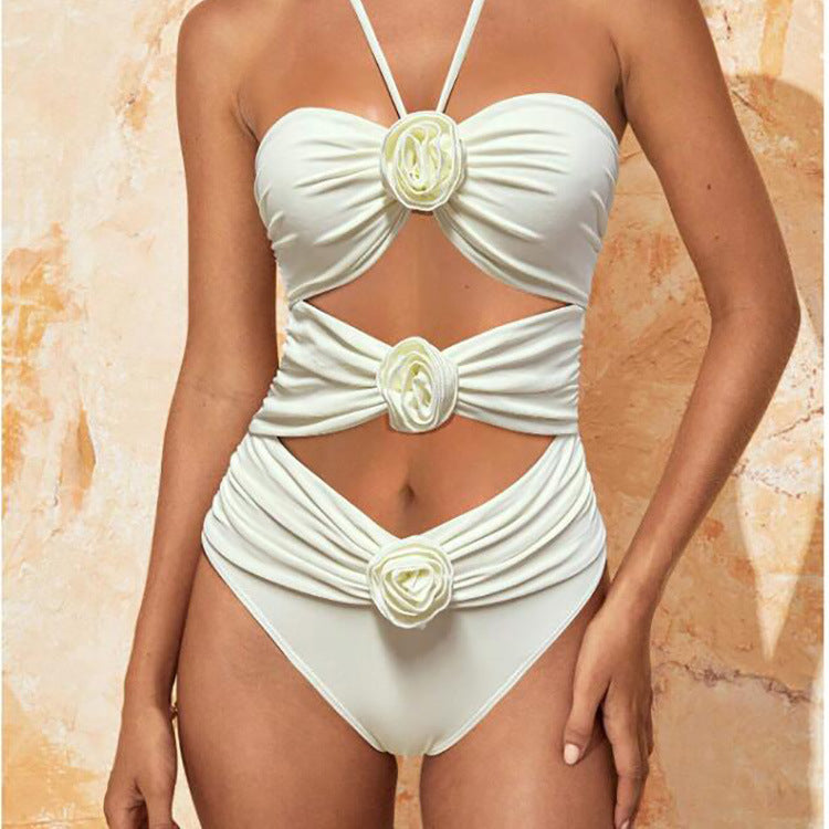 Ladies Hot Three-dimensional Flower BIKINI One-piece Swimsuit