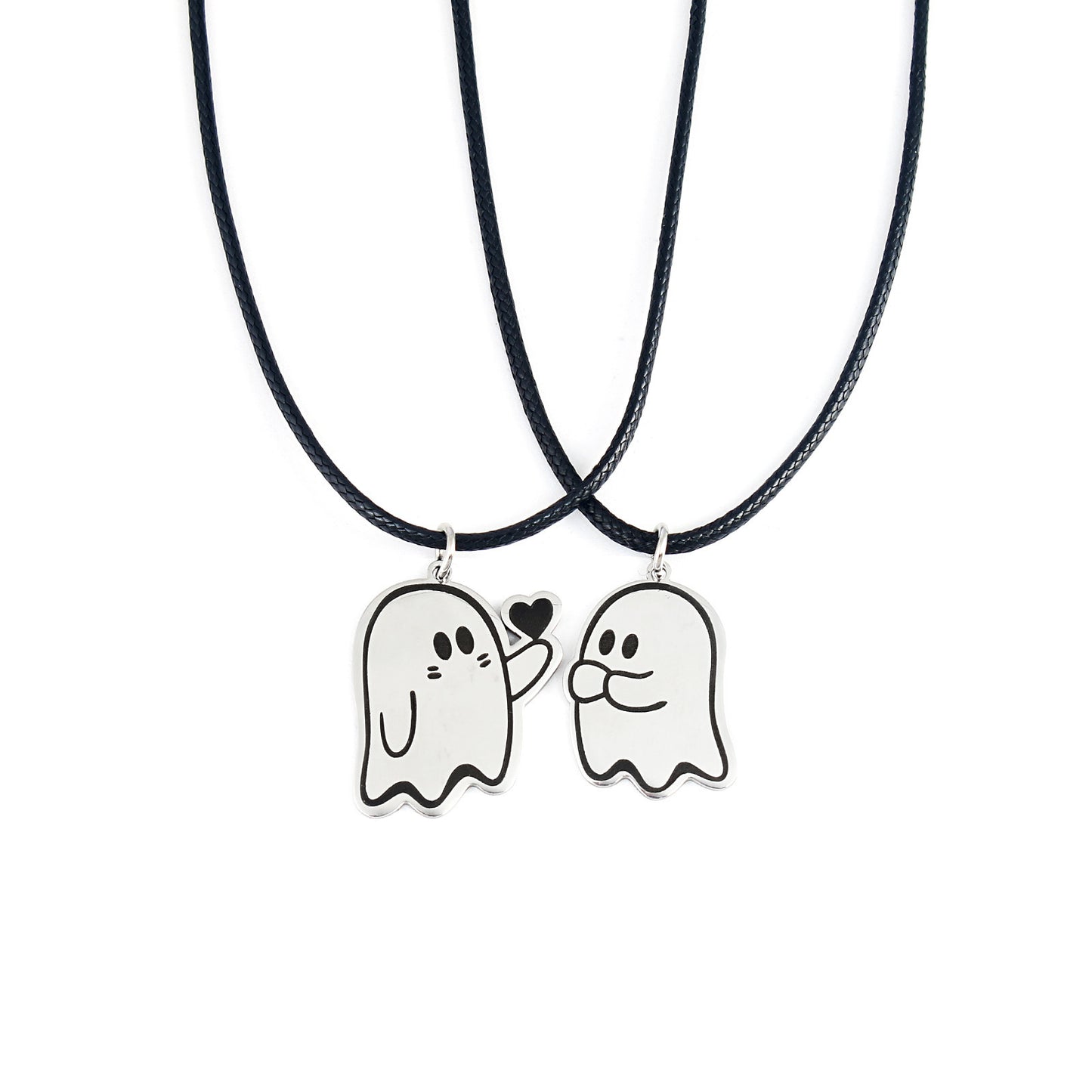 Collar con colgante de pareja de fantasmas de amor lindo de Halloween, accesorios para hombres y mujeres