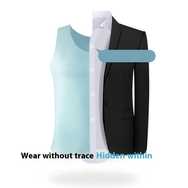 Seamless Men Ice Silk Vest Men's Slim Fit Sports Fitness Hurdle Bottoming Sleeveless Breathable