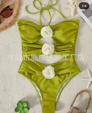 Ladies Hot Three-dimensional Flower BIKINI One-piece Swimsuit