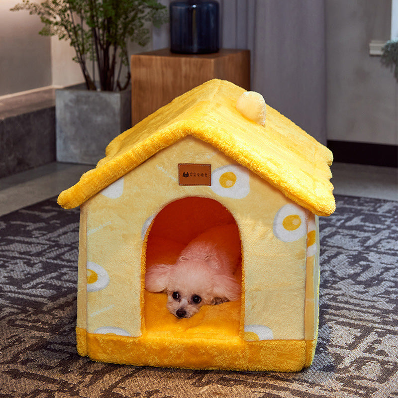 Casa para perros plegable Cama para gatos para mascotas Villa para perros de invierno Perrera para dormir Nido extraíble Sofá cueva cerrado cálido Suministros para mascotas