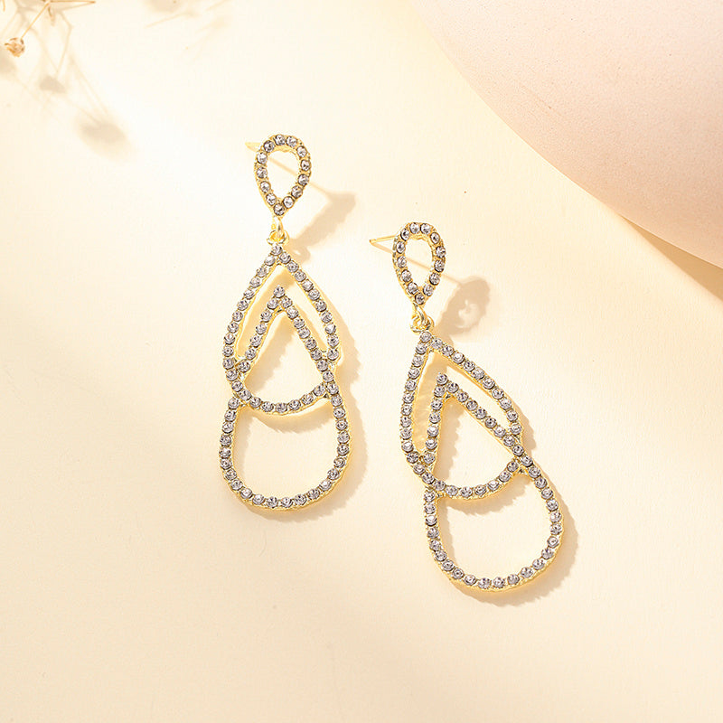 Exquisite Double-layer Water Droplet Long Tassel Earrings With Fashionable Temperament, Niche Design, High-end Feeling Earrings