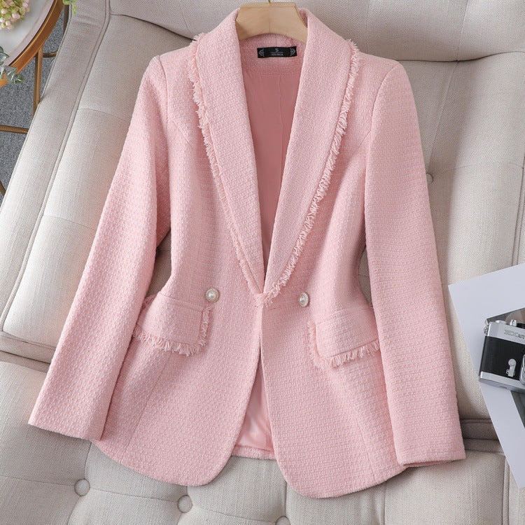 White Classic Style High-grade Tweed Coat