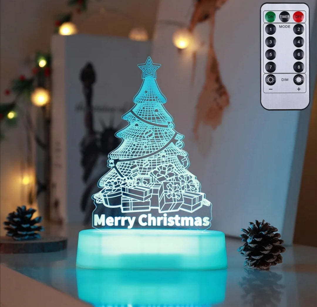 Lámpara 3D de decoración navideña, luces LED de noche acrílicas, regalo de Navidad para niños, adornos navideños