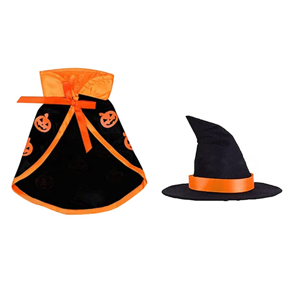 Pet Halloween Cape Hat Set Dogs Cute Costume Pet Halloween Party Cosplay Clothing Cats Decor Cape Festival Dress Up