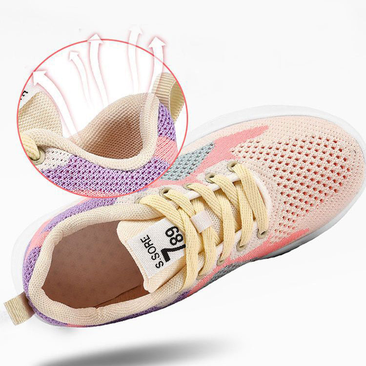 Casual Colorblock Lace-up Sneakers Women Versatile Breathable Lightweight Walking Running Shoes