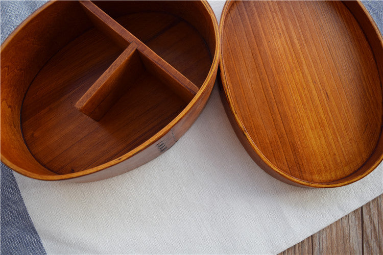 Oval Brown Wooden Sushi Creative Wooden Tableware Lunch Box