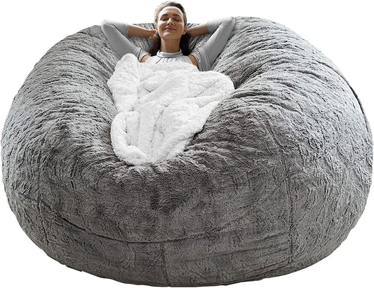 Bean Bag Chair Coverit Was Only A Cover,  Big Round Soft Fluffy , Lazy Sofa Bed Cover,6ft Light Grey