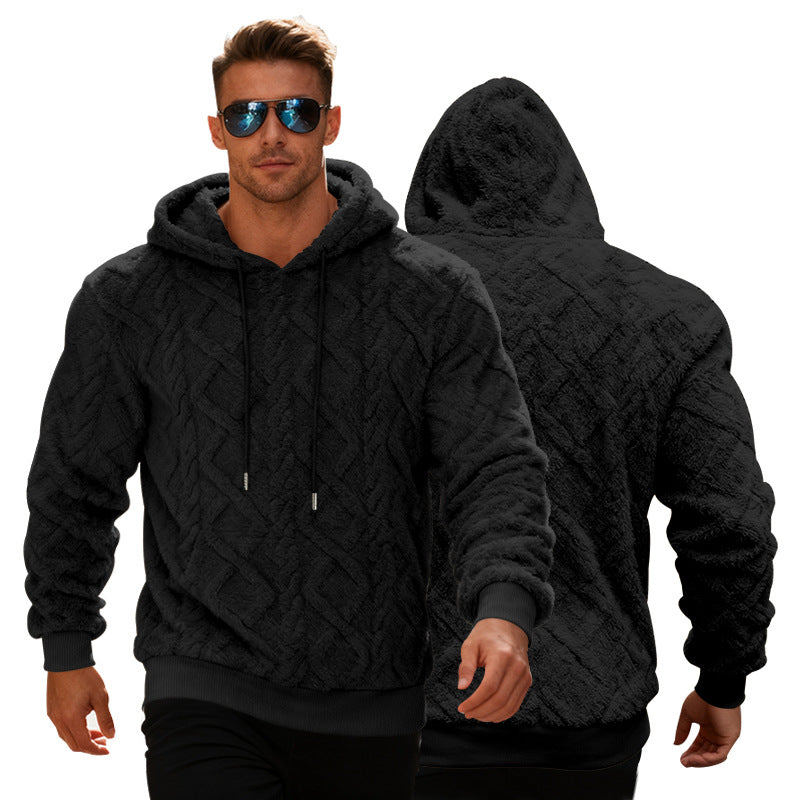 Pullover Top Men's Casual Solid Color Fleece Hoodie Clothing