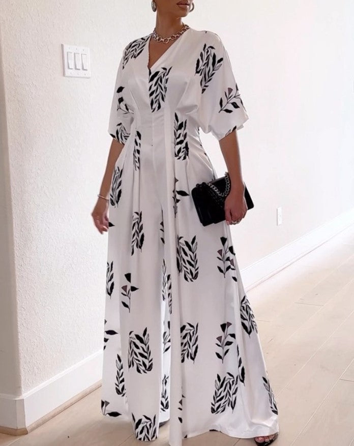 Printed Long Casual Jumpsuit Sexy Fashion Jumpsuit