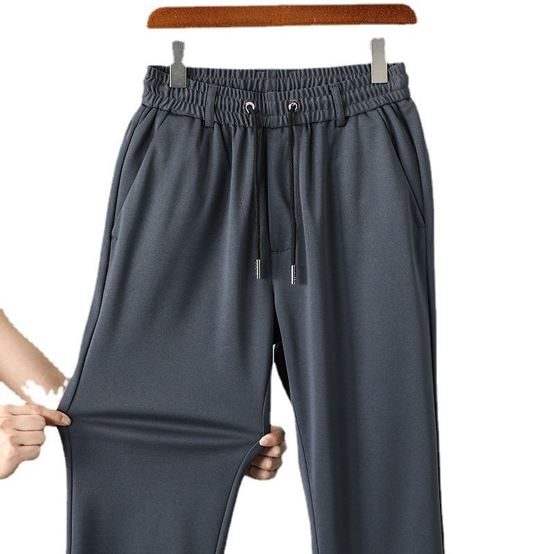 Elastic Waist Men's Loose Straight Stretch Business Casual Pants