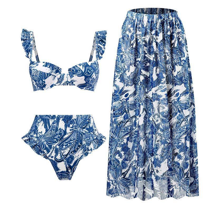 Retro Split Swimsuit 3-piece Set