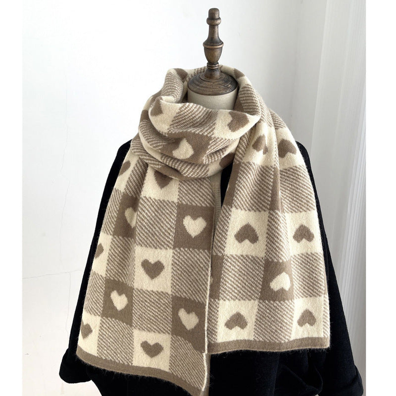 New Knitted Love Scarf Women's Black And White Plaid