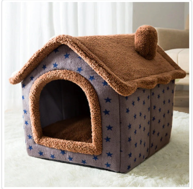 Casa para perros plegable Cama para gatos para mascotas Villa para perros de invierno Perrera para dormir Nido extraíble Sofá cueva cerrado cálido Suministros para mascotas