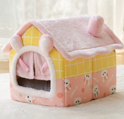 Casa para perros plegable Cama para gatos para mascotas Villa para perros de invierno Perrera para dormir Nido extraíble Sofá cueva cerrado cálido Suministros para mascotas