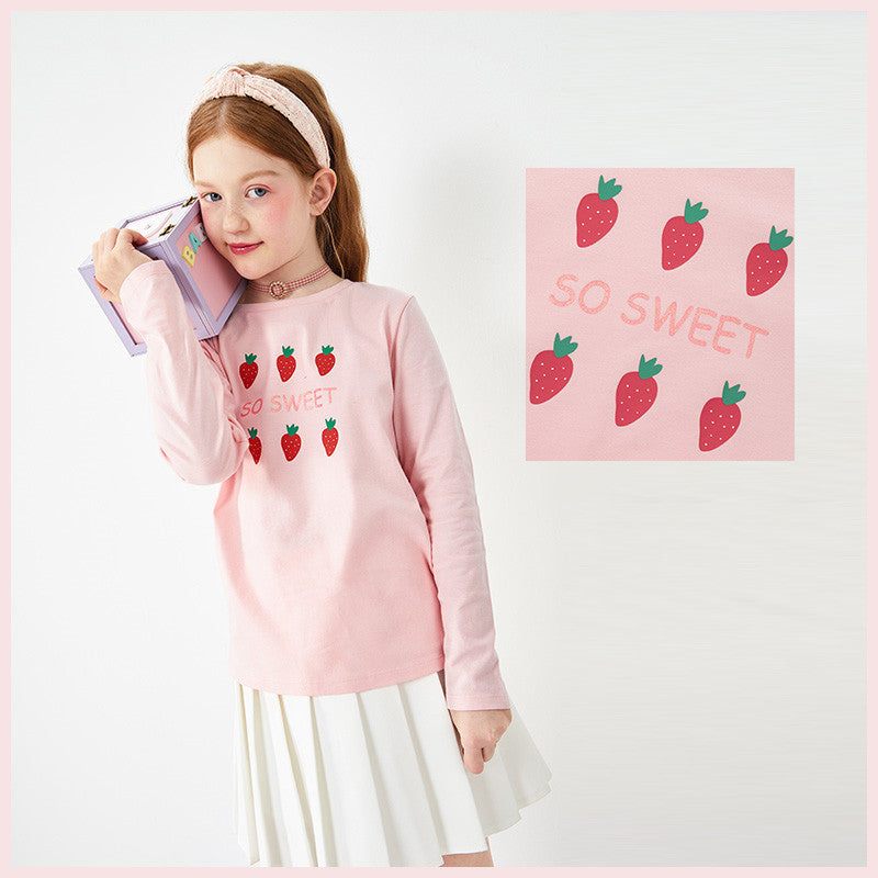 Children's Clothing Girls T-shirts Long-sleeved Girls Big Kids Sweet Cotton Bottoming Shirt