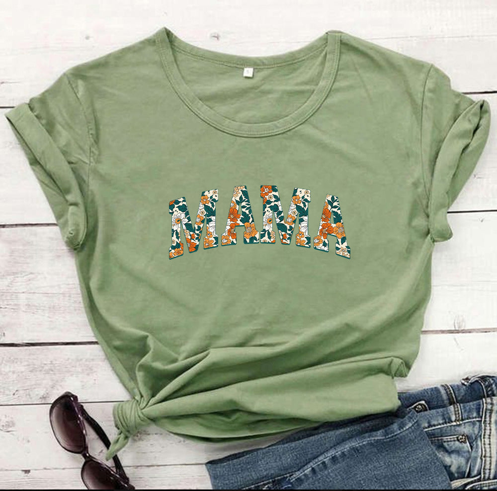 MAMA Camiseta informal con estampado de letras del día de la madre