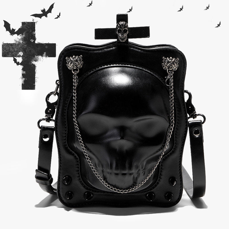 Halloween Skull Shoulder Bag Dark Gothic Crossbody Bags Women Mini Personality Square Messenger Bag