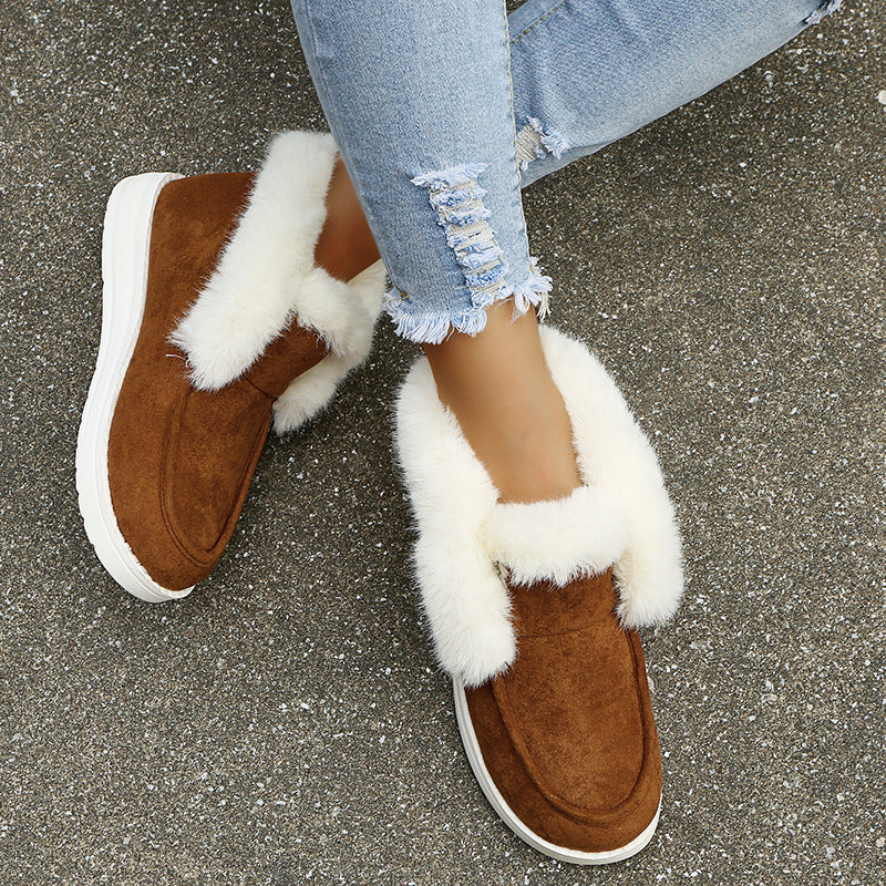 Botas de nieve cálidas para invierno, botines de piel de felpa para mujer