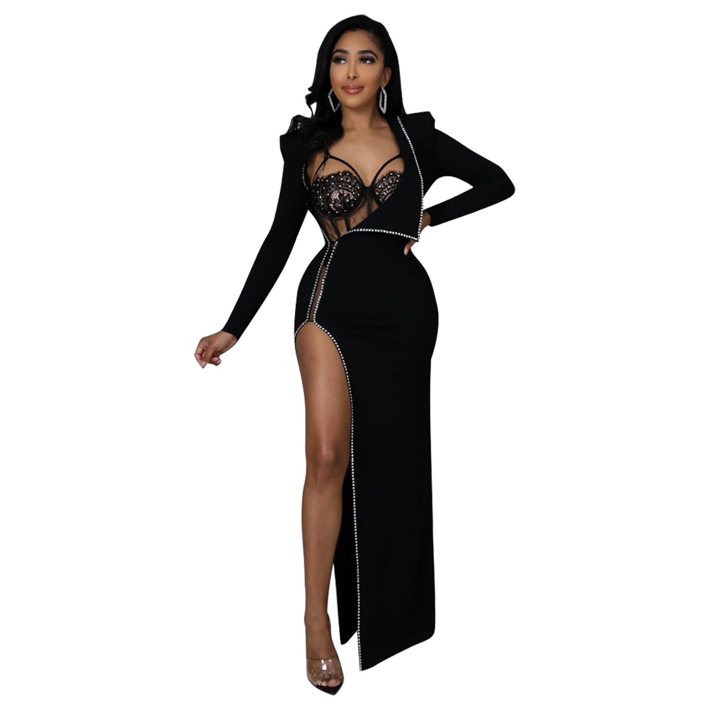 Women's Nightclub Celebrity Irregular Long Sleeve Dress