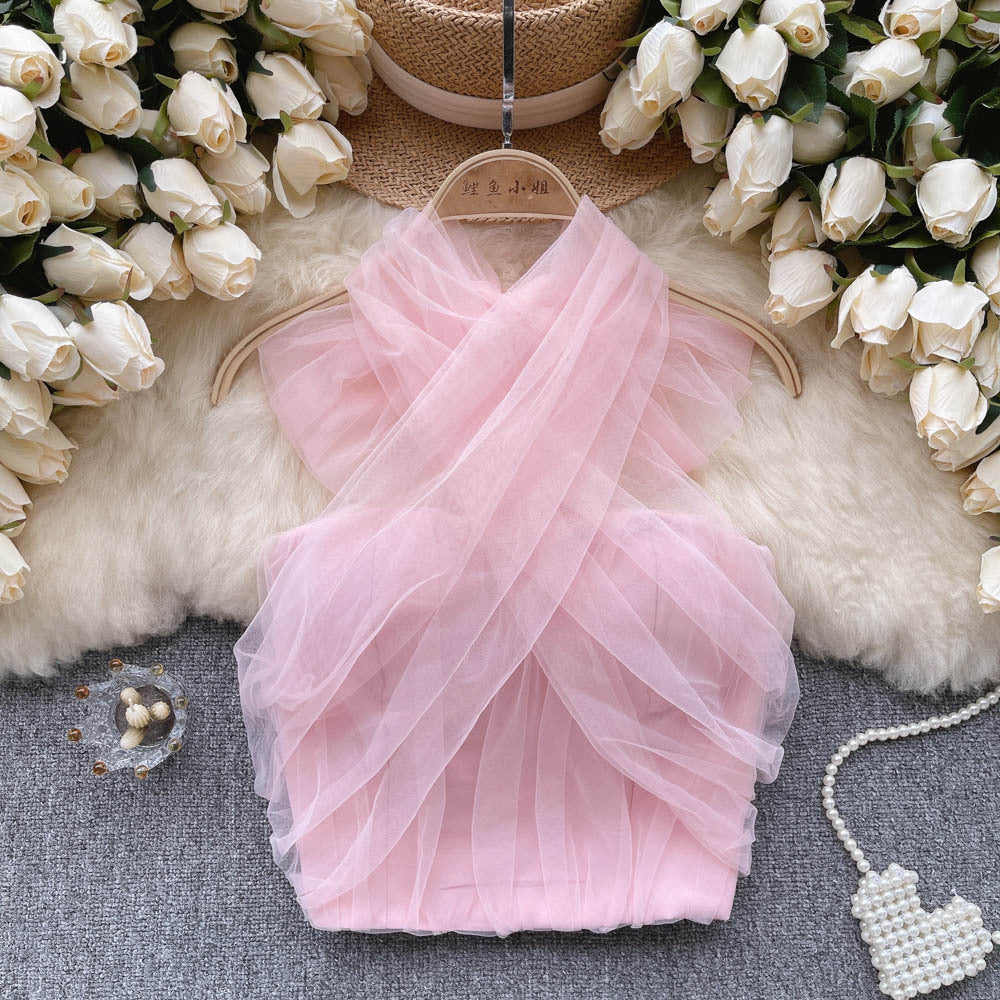 Haut tube slim en maille nouée au niveau du nombril pour femme