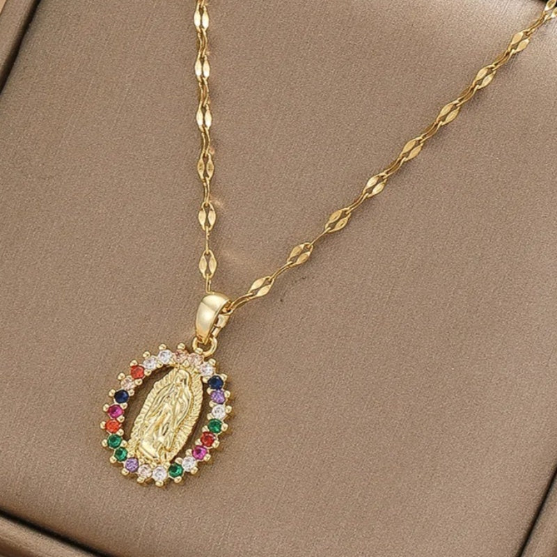 Personality Design Micro Inlaid Zircon Colorful Fashion Necklace