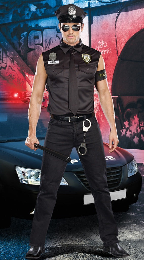 Handsome Sleeveless Shirt Male Police Stage Costume